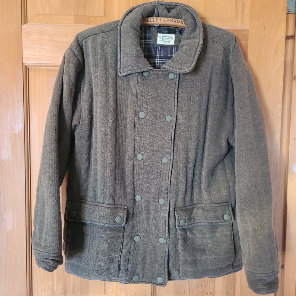 Prana Hemp Exposition Jacket Large in Cargo Green Heather Fall Coat